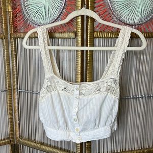 Urban Outfitters size S button front cream tank top with crochet detail